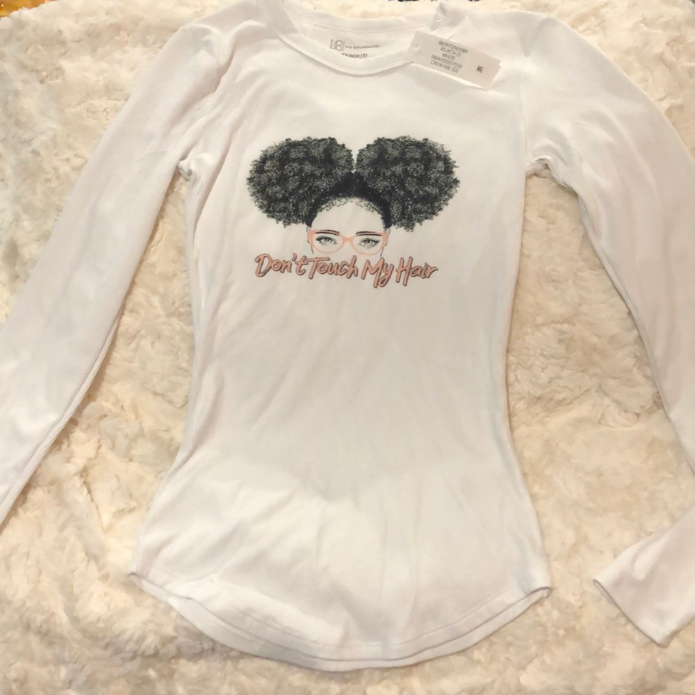 White custom crew rib tee size XS